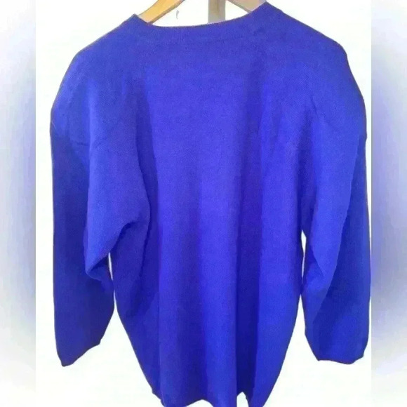 NWT Vintage 80s ‎ 100% Cashmere Blue Belford V Neck Sweater Women's Size M - Picture 3 of 5
